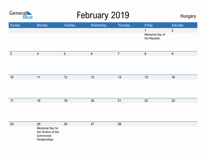 Fillable February 2019 Calendar