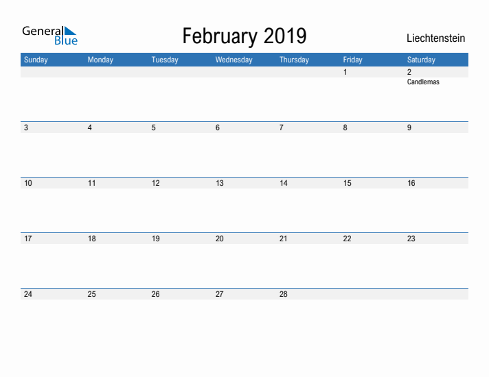 Fillable February 2019 Calendar