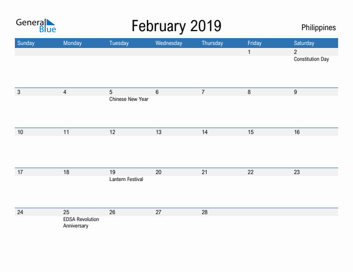 Fillable February 2019 Calendar