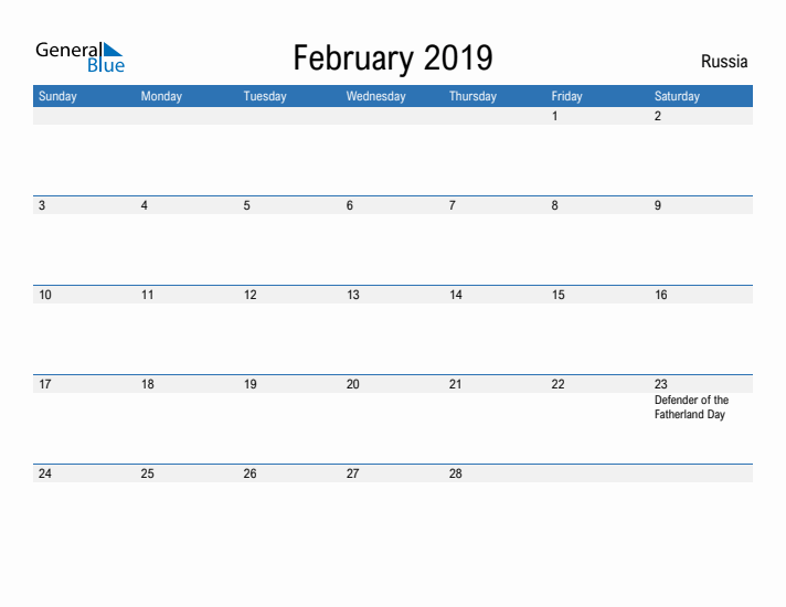 Fillable February 2019 Calendar