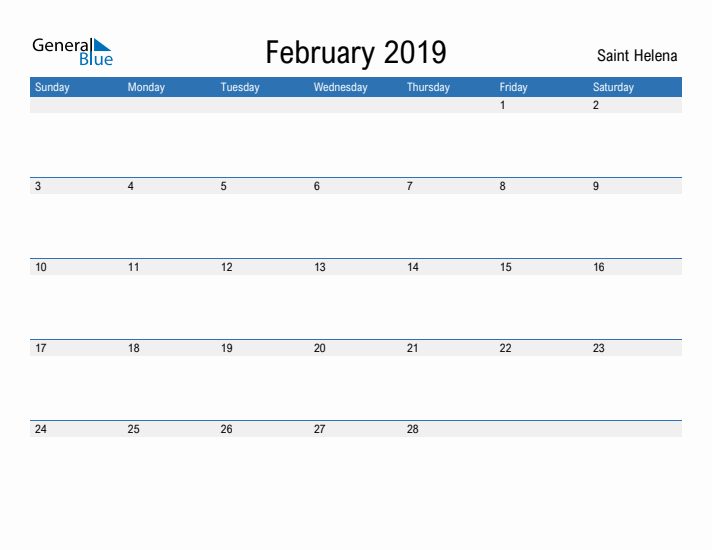 Fillable February 2019 Calendar