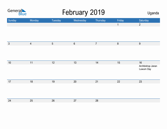 Fillable February 2019 Calendar