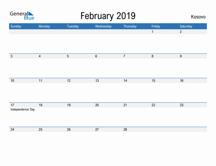 Fillable February 2019 Calendar