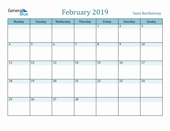 February 2019 Calendar with Holidays