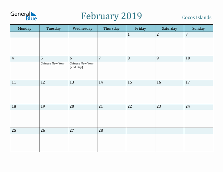 February 2019 Calendar with Holidays