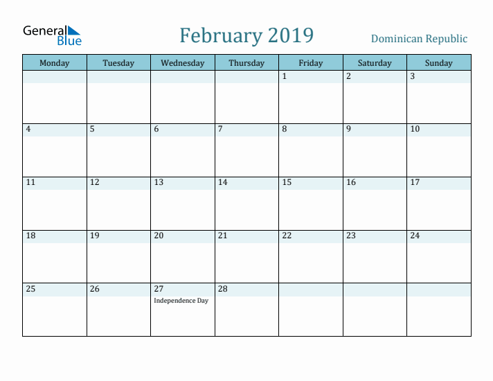 February 2019 Calendar with Holidays