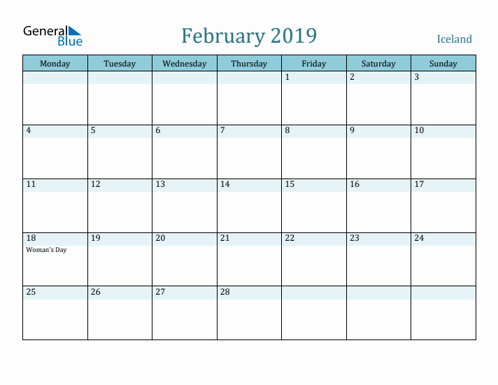 February 2019 Calendar with Holidays