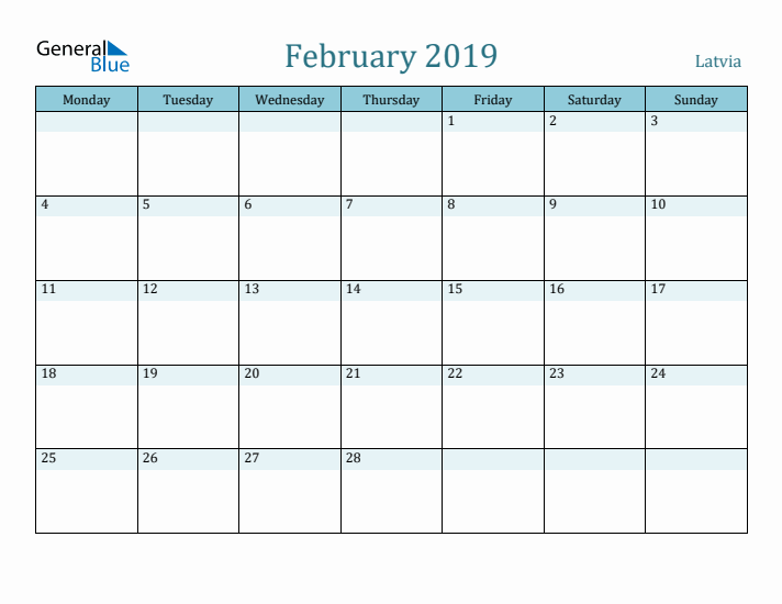 February 2019 Calendar with Holidays