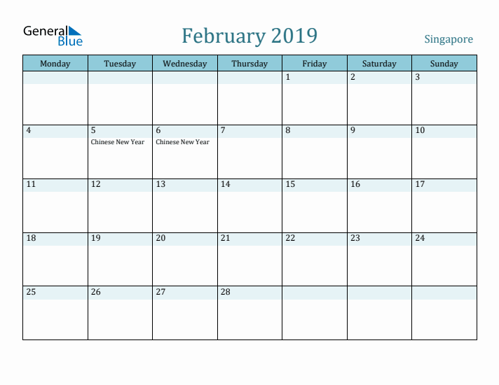 February 2019 Calendar with Holidays