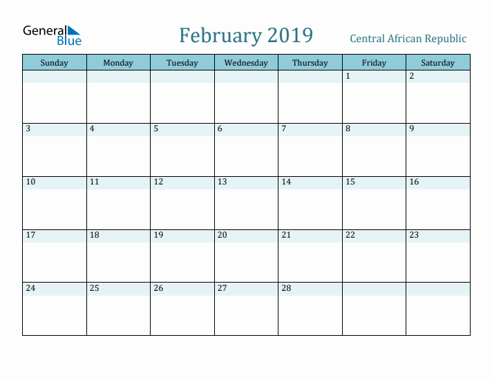 February 2019 Calendar with Holidays