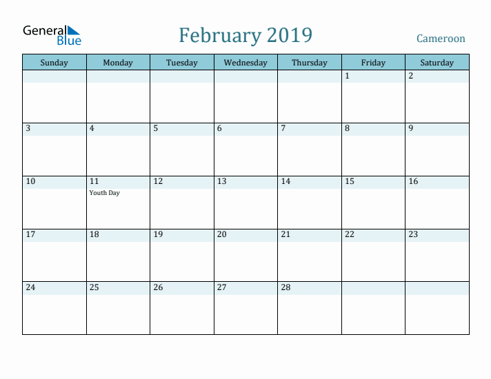 February 2019 Calendar with Holidays