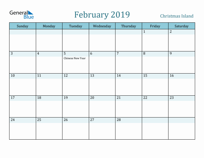 February 2019 Calendar with Holidays