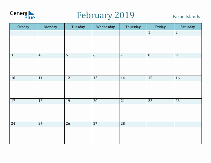 February 2019 Calendar with Holidays