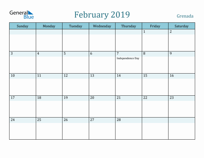 February 2019 Calendar with Holidays