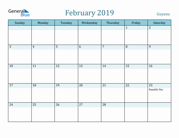 February 2019 Calendar with Holidays