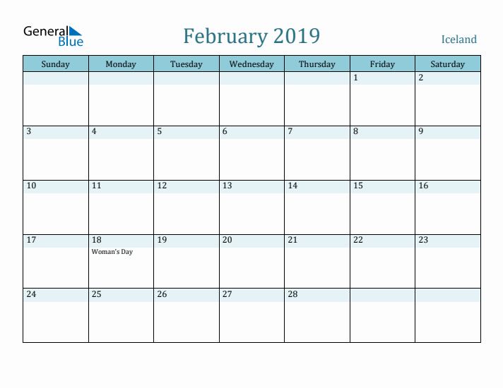 February 2019 Calendar with Holidays