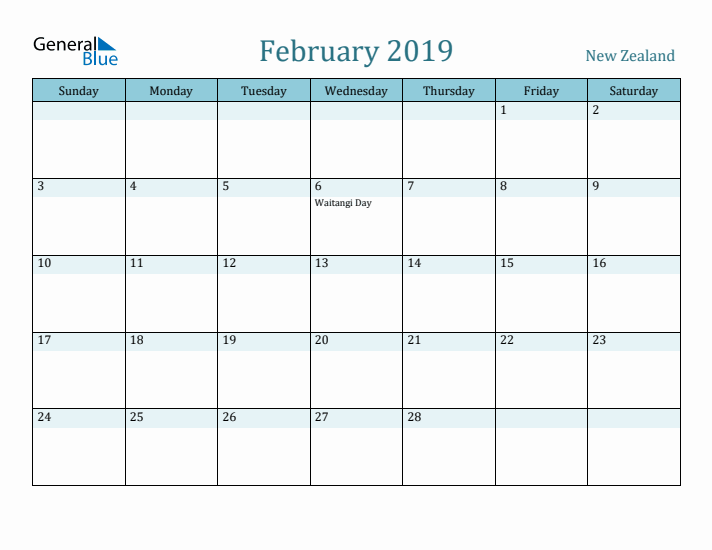 February 2019 Calendar with Holidays