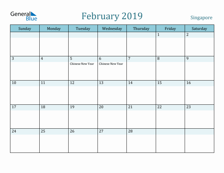 February 2019 Calendar with Holidays