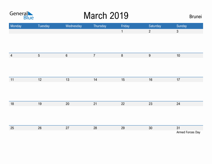 Fillable March 2019 Calendar