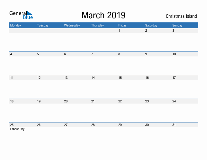 Fillable March 2019 Calendar