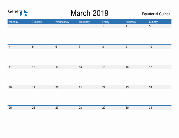 Fillable March 2019 Calendar