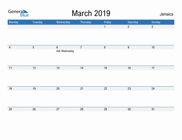 Fillable March 2019 Calendar