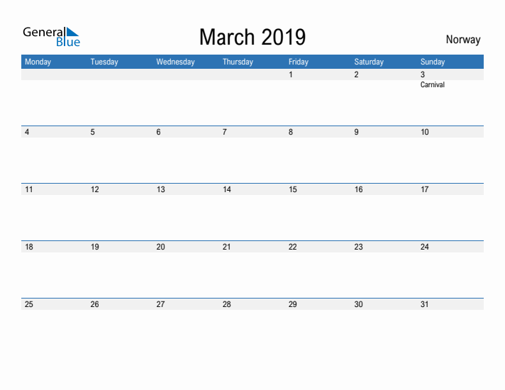 Fillable March 2019 Calendar