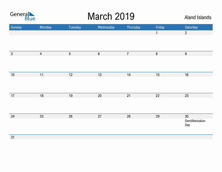 Fillable March 2019 Calendar