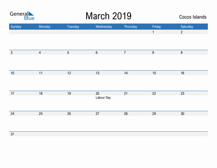 Fillable March 2019 Calendar