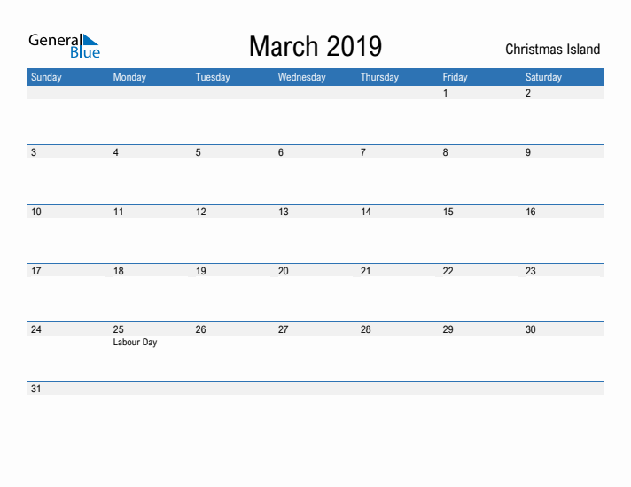 Fillable March 2019 Calendar