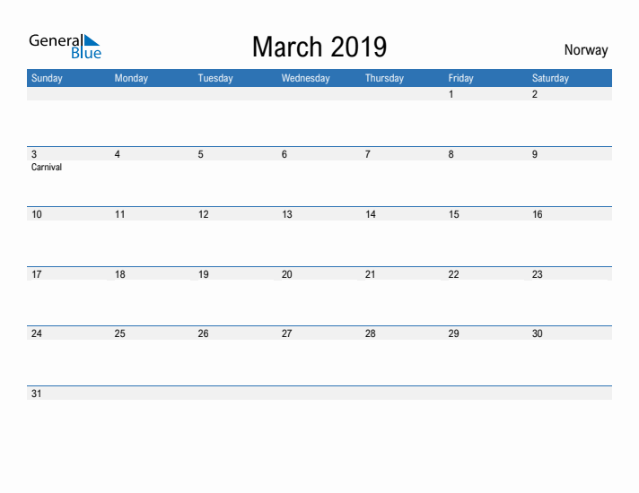 Fillable March 2019 Calendar