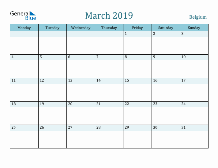 March 2019 Calendar with Holidays