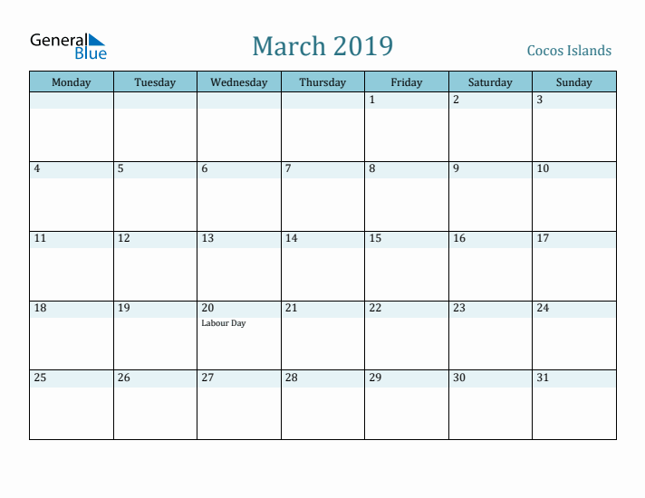 March 2019 Calendar with Holidays