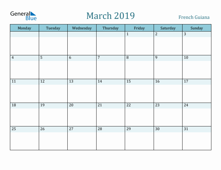 March 2019 Calendar with Holidays