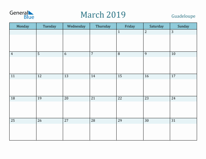 March 2019 Calendar with Holidays