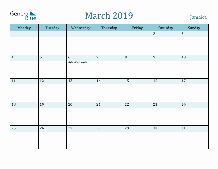 March 2019 Calendar with Holidays