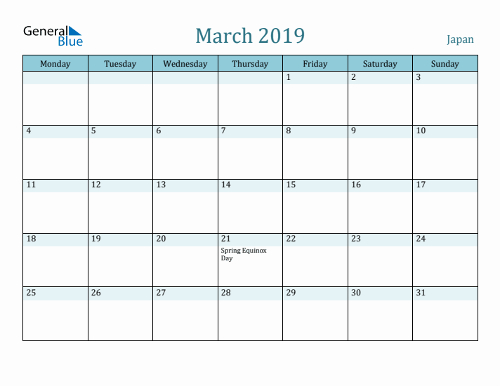 March 2019 Calendar with Holidays