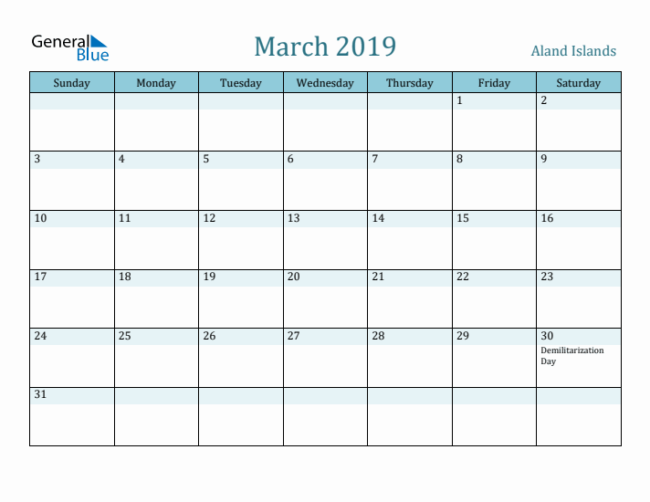 March 2019 Calendar with Holidays