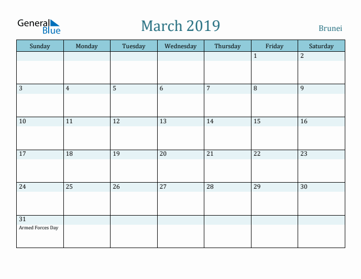 March 2019 Calendar with Holidays