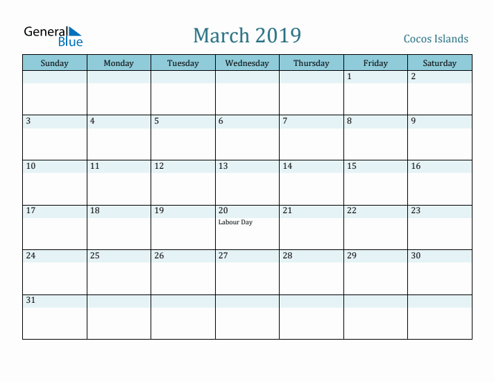 March 2019 Calendar with Holidays