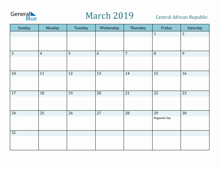 March 2019 Calendar with Holidays