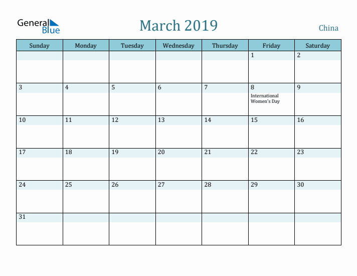 March 2019 Calendar with Holidays