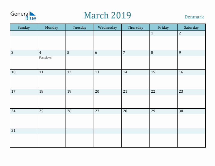 March 2019 Calendar with Holidays