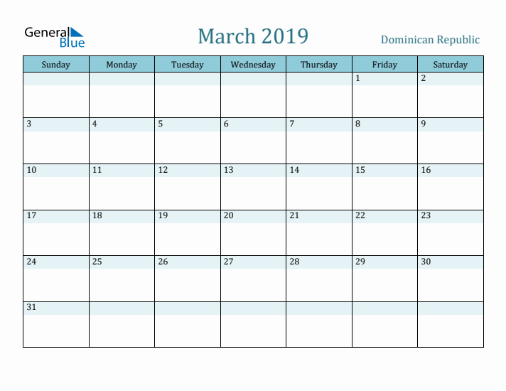 March 2019 Calendar with Holidays