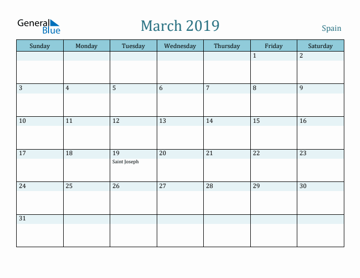 March 2019 Calendar with Holidays