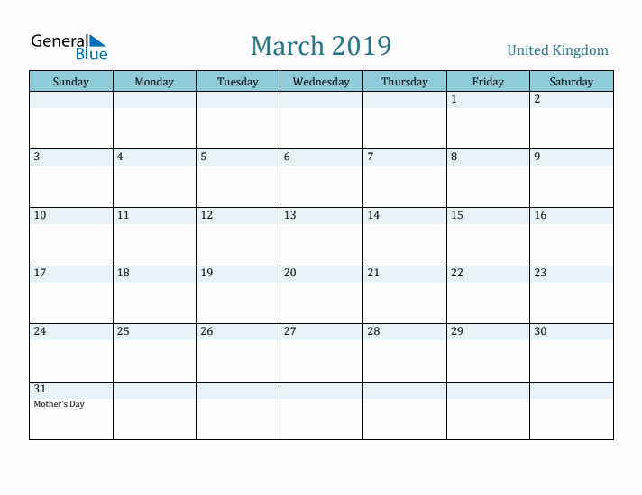 March 2019 Calendar with Holidays