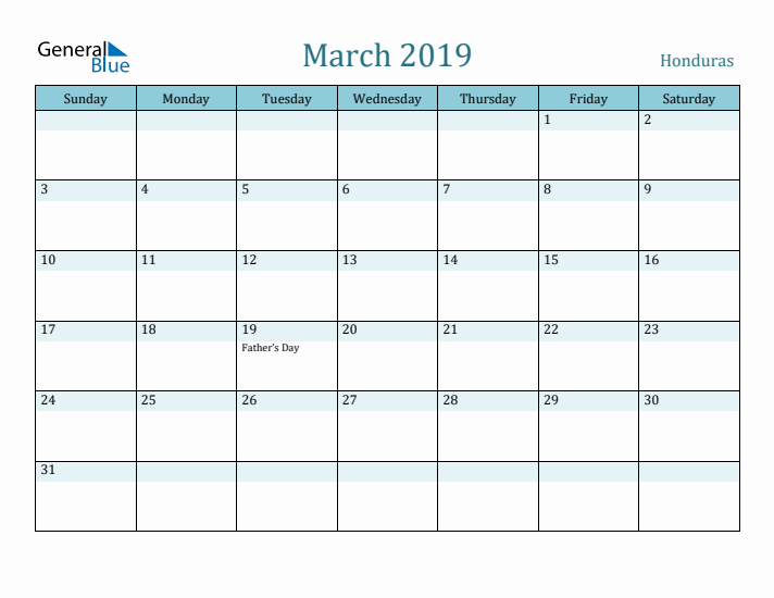 March 2019 Calendar with Holidays