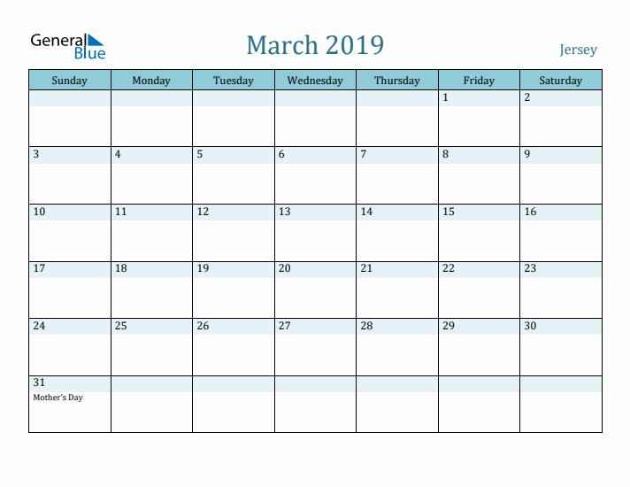 March 2019 Calendar with Holidays