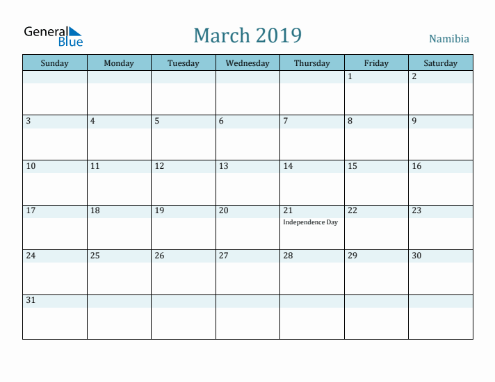 March 2019 Calendar with Holidays