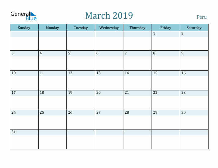 March 2019 Calendar with Holidays